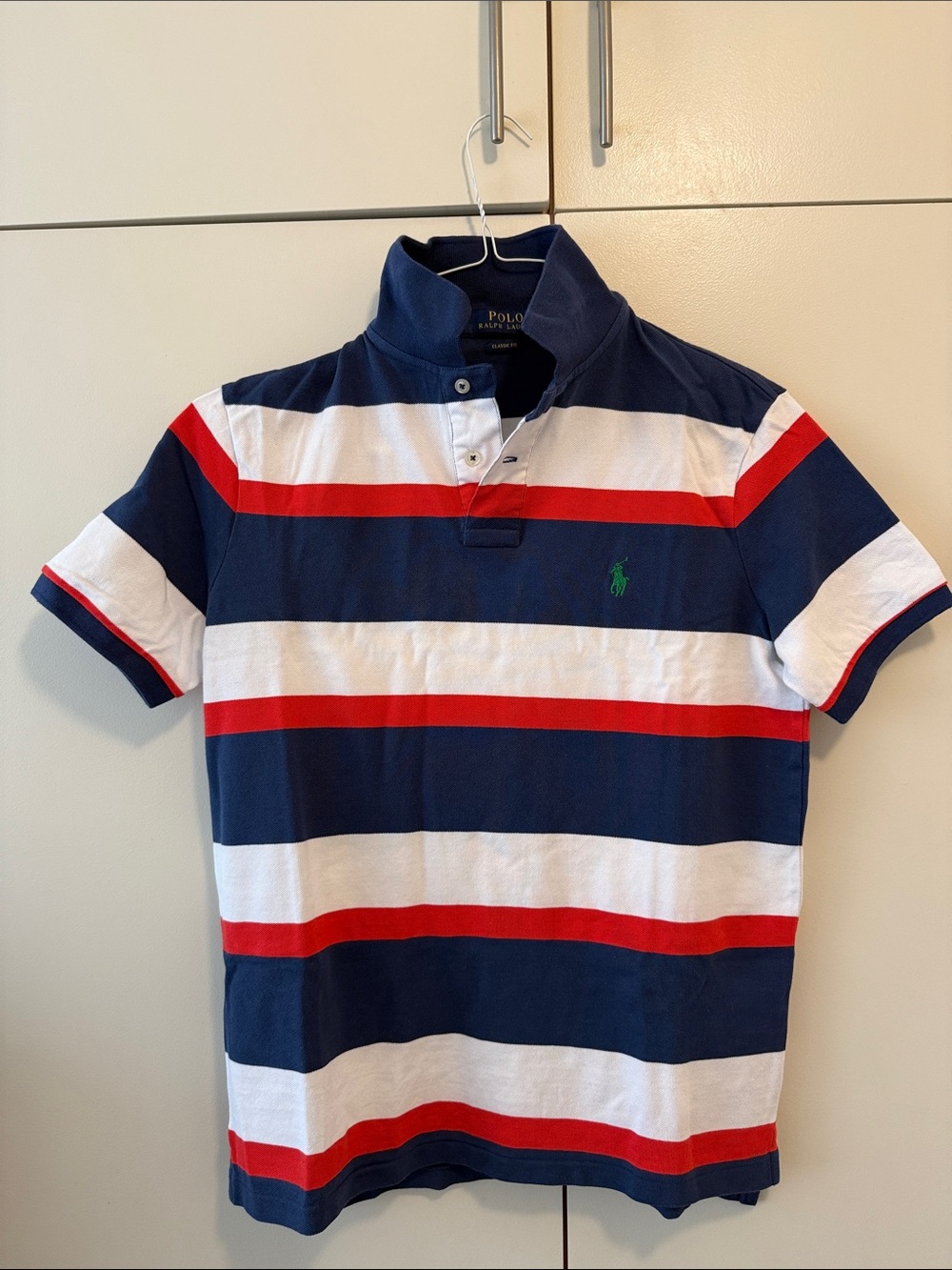 Polo by Ralph Lauren Navy, White & Red Striped Rugby Polo